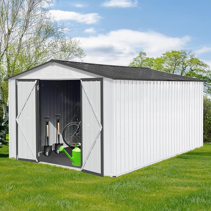 12 x 10 FT Metal Garden Shed, Outdoor Storage Shed - Image 5