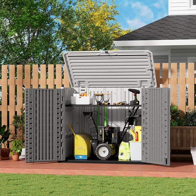 ZZM Outdoor Storage Shed Diamond Texture 4x3FT Horizontal Shed | 34 Cu.Ft - Image 4