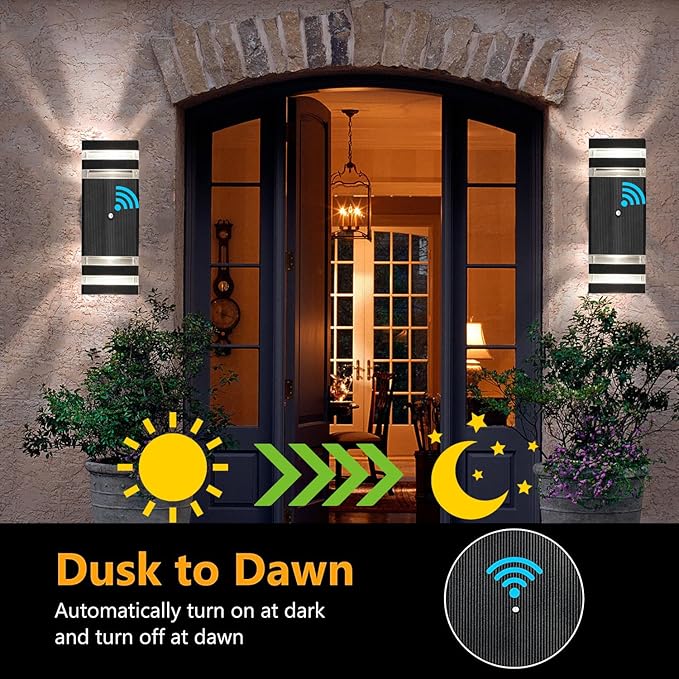 tewei 6 Pack Dusk to Dawn Outdoor Lighting, Modern Black Exterior Light - Image 3