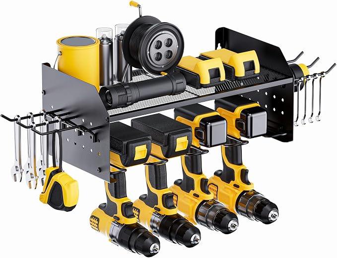 TRZZ Power Tool Organizer Wall Mount, 2-Tier Cordless Drill Rack by TRZZ