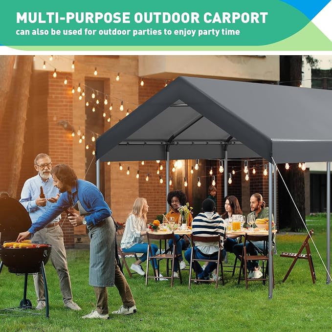 10X20 Ft Heavy Duty Carport Canopy, Portable Garage, Car Tents, Reinforced - Image 8