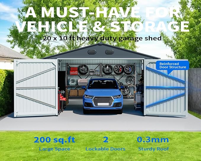 10x20 Metal Shed, Metal Garage Building - Image 2
