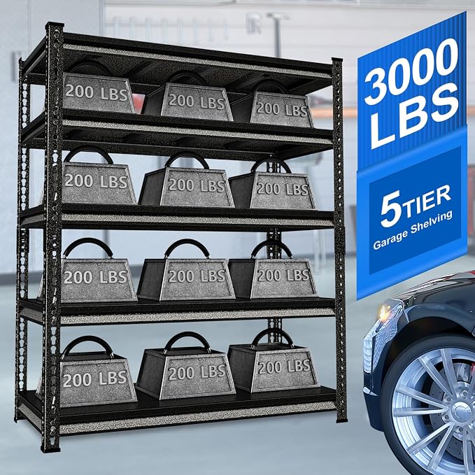 48" W Garage Shelving Heavy Duty, 3000LBS Loads Adjustable Garage Storage - Image 4