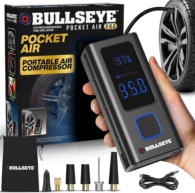 POCKET AIR PRO Tire Inflator Portable Air Compressor by Bullseye Pro by EMSON