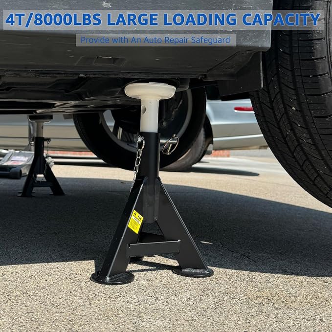 HKTE 4 Ton Heavy Duty Jack Stands, Low Profile, Security Locking Pins, 000 lbs - Image 6