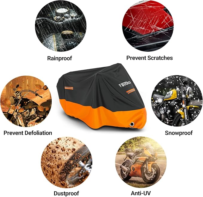 Favoto Motorcycle Cover Waterproof All Season Weather Sun Outdoor Protection - Image 7