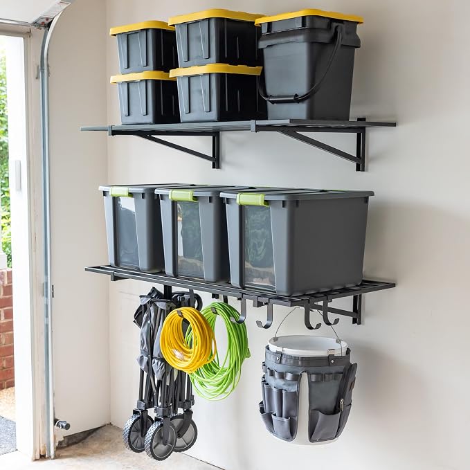StoreYourBoard 2-Pack Heavy Duty Wall Shelves – Wall-Mounted Garage Storage by StoreYourBoard