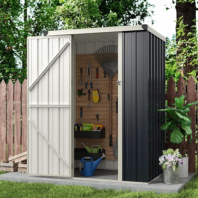 Goplus 3.8 x 2.8 FT Storage Shed Outdoor, All-Weather Steel Utility Storage - Image 2