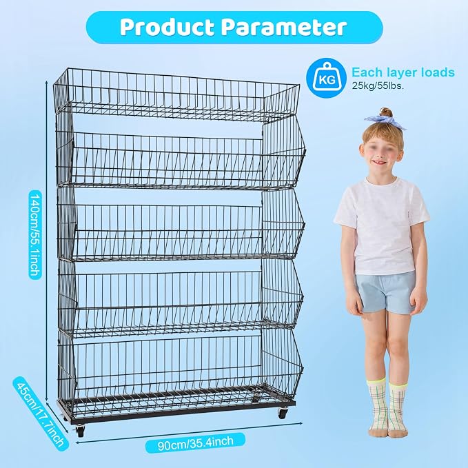 Retail Display Rack 5-Tier Market Merchandise Display Shelf Fruit Store Storage - Image 3