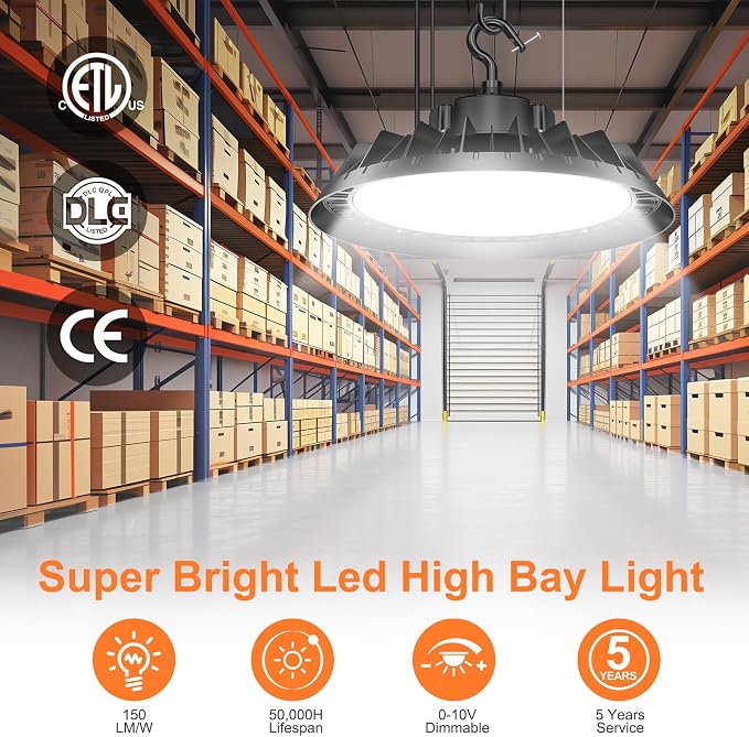 BBESTLED 12Pack LED High Bay Lights, Super Bright 150W UFO High Bay LED Shop - Image 2