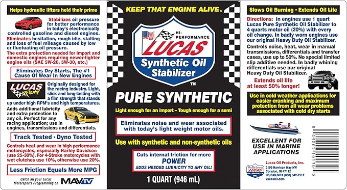 Lucas LUC10130 Synthetic Oil Stabilizer. Quart - Image 4