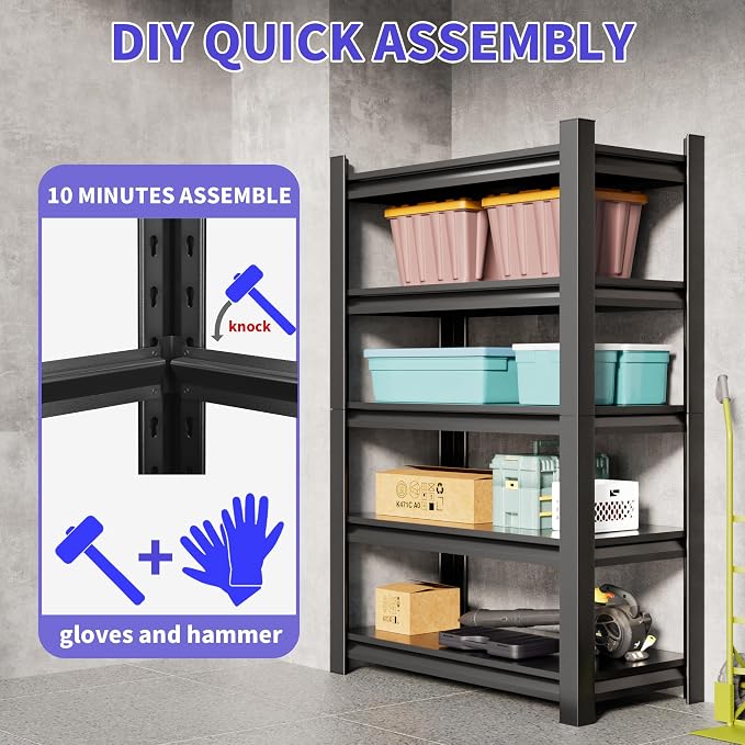 2 Sets Garage Shelving Unit 24"D x 48"W x 87"H Heavy Duty Storage Shelves Easy - Image 5