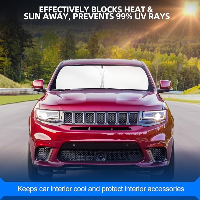 Windshield Sun Shade for Jeep Grand Cherokee 2011-2021 Foldable Sunshade Custom - Image 7