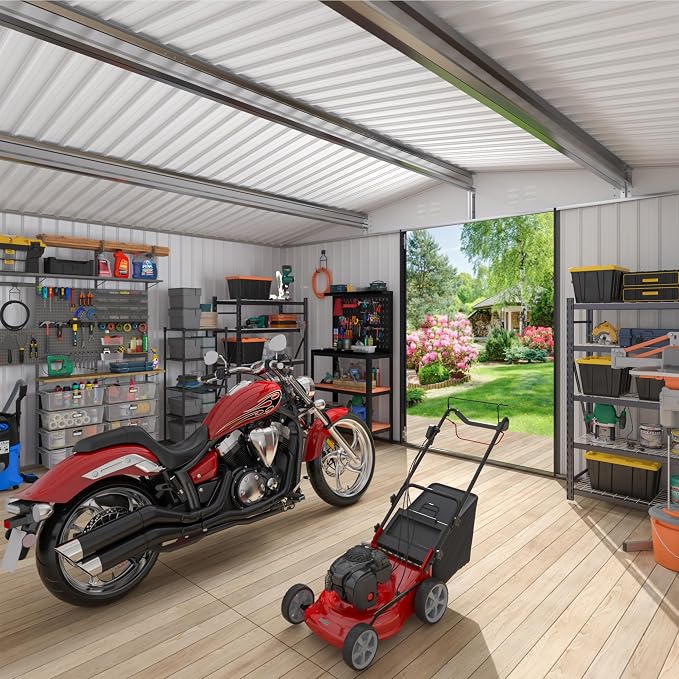 WKM 12x14 FT Outdoor Storage Shed, Utility Metal Tool Storage - Image 6