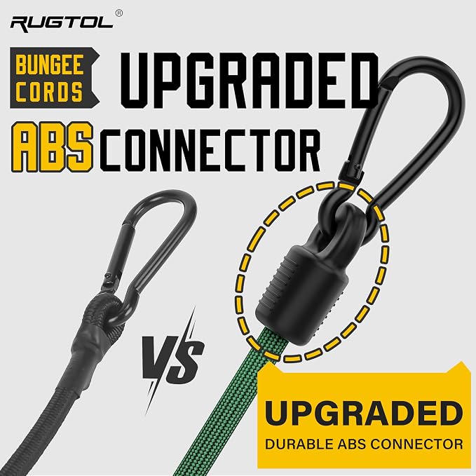 Bungee Cords with Hooks, 48 Inch Adjustable Green Bungee Cords with Carabiner - Image 4