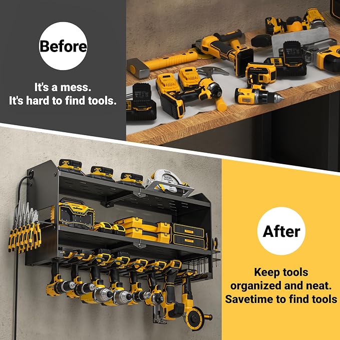YYR Power Tool Organizer with Charging Station Wall Mount, Cordless Drill and - Image 9