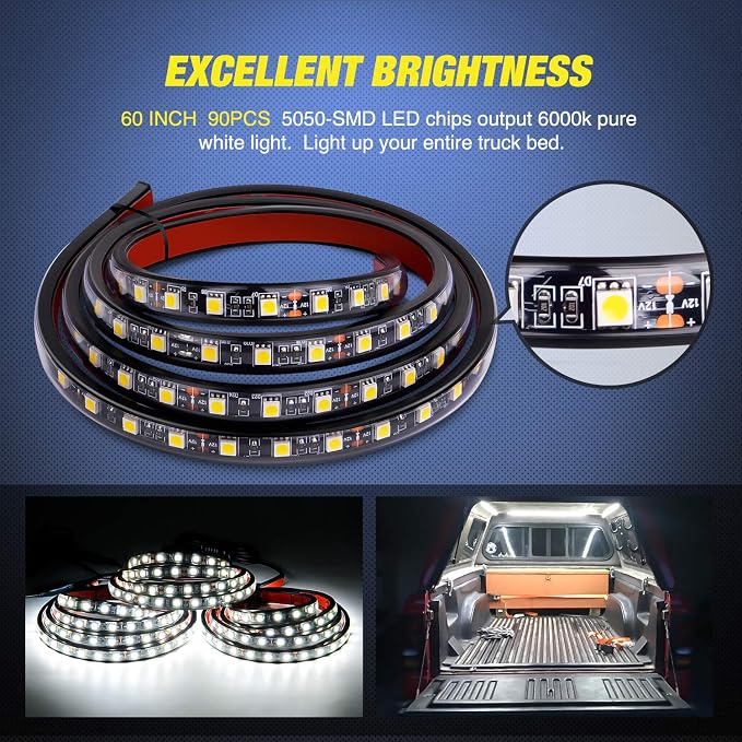Nilight 3PCS 60 Inch Bed Light Strip 270 LED - Image 2