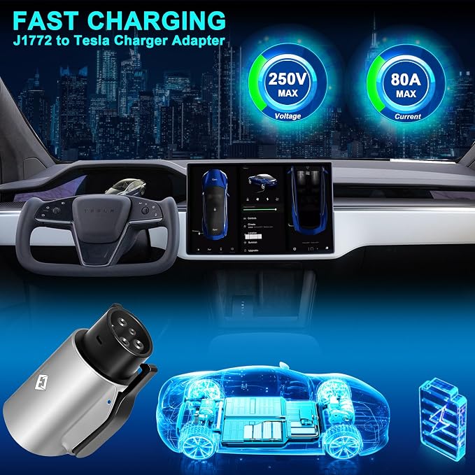 Tesla to J1772 Adapter, 80A 250V Max, Portable and Outdoor EV Adapter, - Image 3