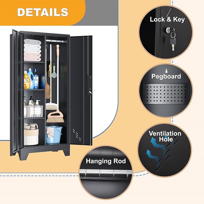 61" H Metal Storage Cabinet, Utility Cabinets - Image 4