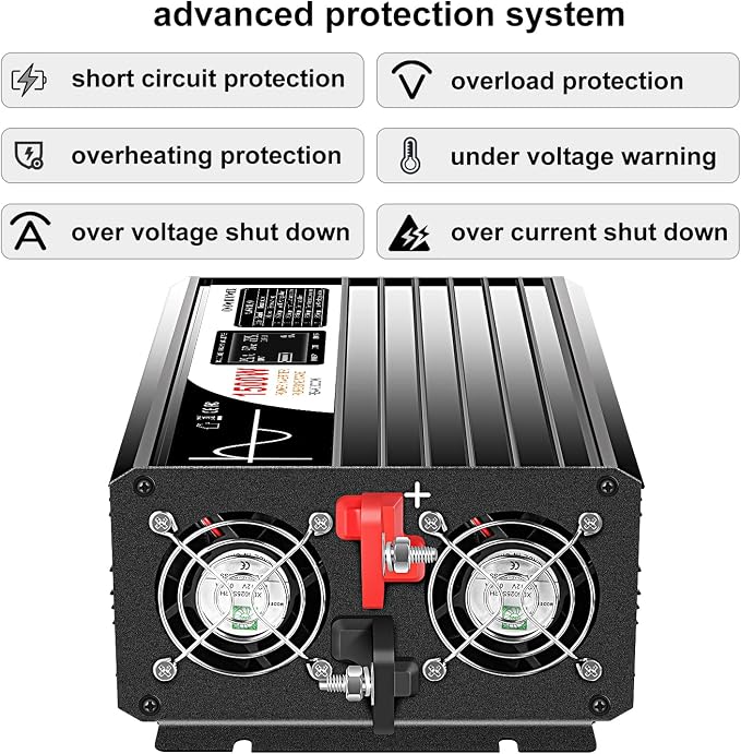 Xijia 1500W Pure Sine Wave LCD-Display DC 24V Inverter AC 120V 60HZ Solar - Image 6