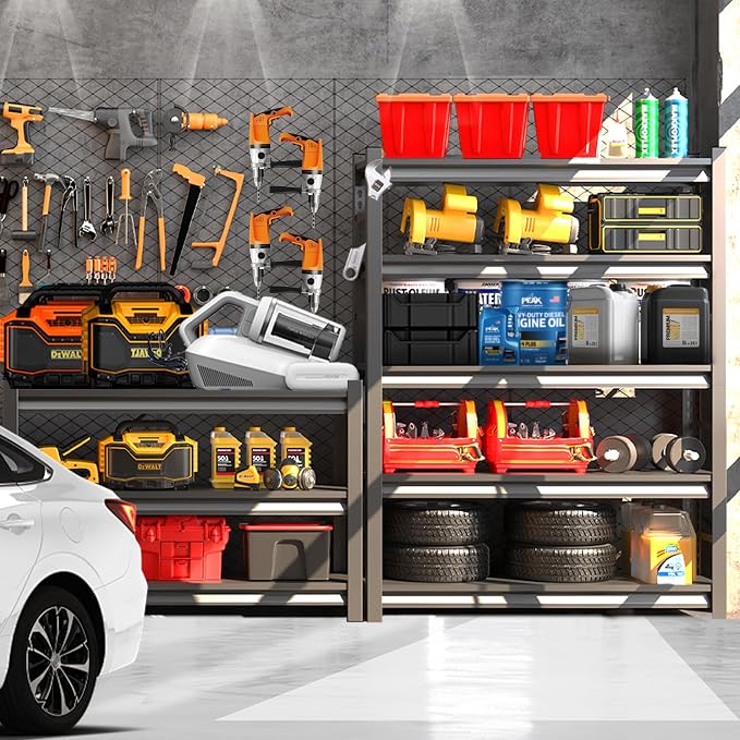 Garage Shelving, Storage Shelves Heavy Duty, 5-Tier Adjustable Black Shelving - Image 2