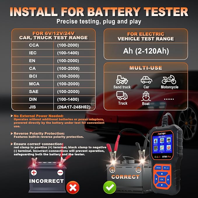 BT60 Pro Acclope Car Battery Tester - Image 3