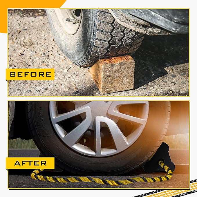 4 Pair Heavy Duty Wheel Chocks for RV Trailer, Rubber Wheel Stoppers, Dual - Image 5