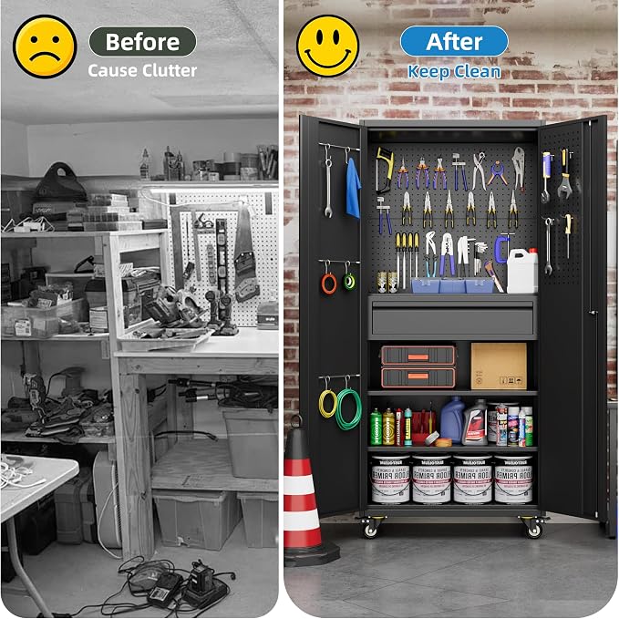 71" H Metal Garage Storage Cabinet - Image 9