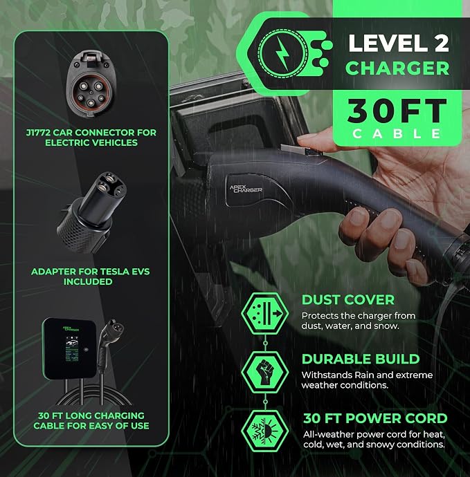 MACH 2:Fast Level 2 EV Charger 48 amp Garage-pro Wall-Mount. Electric Vehicle - Image 3