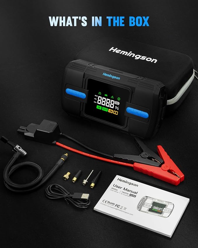 Jump Starter with Air Compressor, 3000A 160PSI Car Battery Jump Starter - Image 8