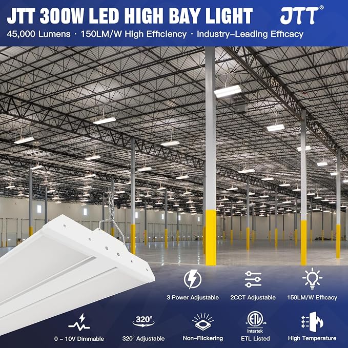 JTT LED Linear High Bay Light 300/240/200W, 45000LM Linear Shop Light - Image 2
