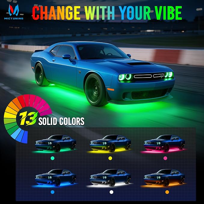 MICTUNING U8 RGB Underglow LED Light Bar, Dual Remote Control, Car SUV Exterior - Image 4