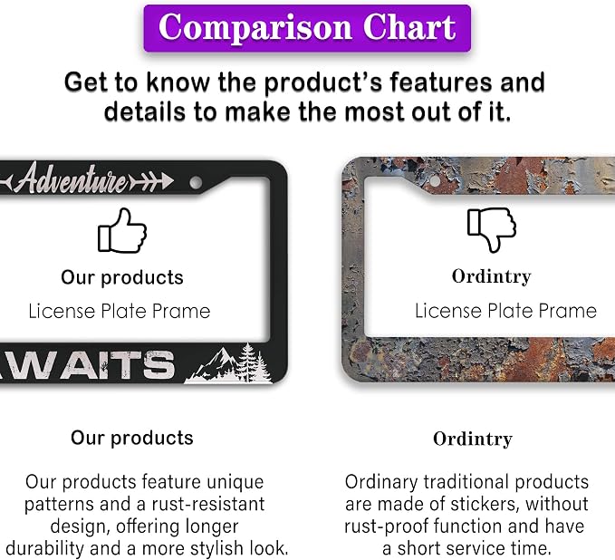 License Plate Frames for Men Black and White Car Plate Frames for Women - Image 6