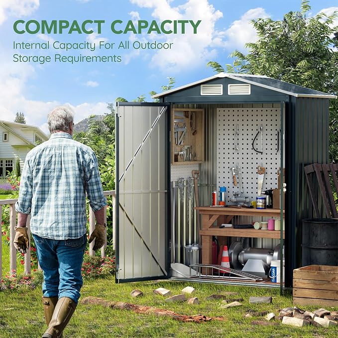 5x3X6.3FT Outdoor Steel Storage Shed - Image 2