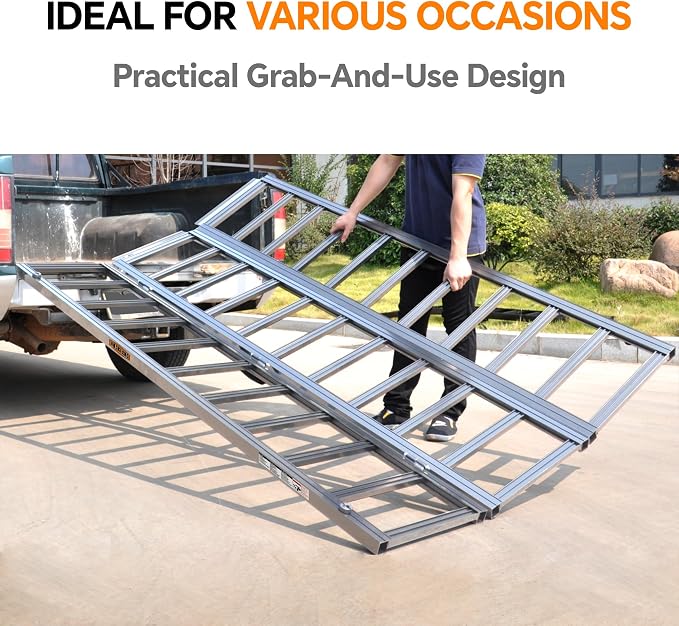 Rockland Tri-Fold Aluminum Loading Ramp, 1500 LBS Loading Capacity, Portable - Image 6