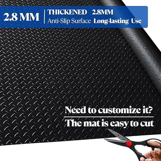 BESEA 4 x 6 FT Garage Floor Mat, Heavy Duty Diamond Plate Rubber Parking Mat – - Image 3