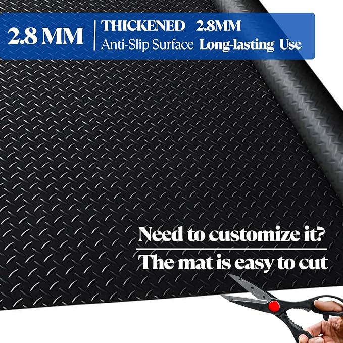 BESEA 4 x 10 FT Garage Floor Mat, Heavy Duty Diamond Plate Rubber Parking Mat – - Image 5