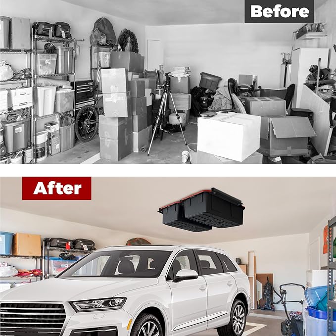 Adjustable Overhead Garage Storage Rack System – Heavy-Duty Ceiling Bin Rail - Image 2