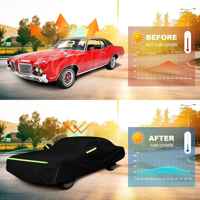 QUNSUNUS Waterproof Car Cover for Oldsmobile Cutlass 1966-1980/1988, Outdoor - Image 6