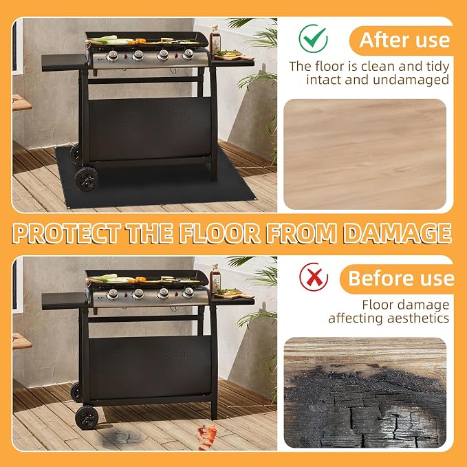 Under Grill Mat for Outdoor Grilling, 32 x 48 inches Double-Sided Fireproof - Image 4
