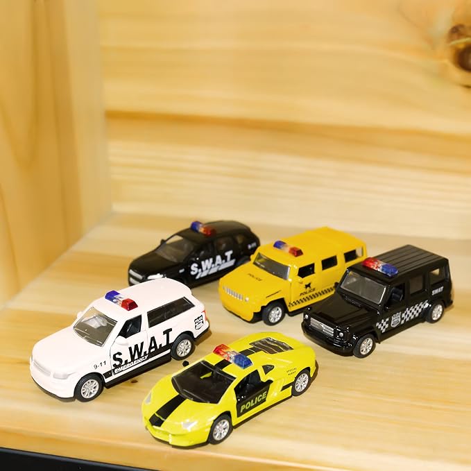 KIDAMI Die Cast Metal Little Toy Cars Set of 5, Openable Doors Pull Back Car - Image 8