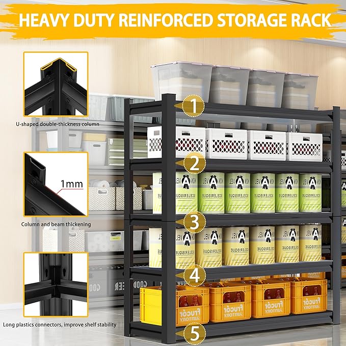 3000LBS Heavy Duty Garage Shelving Units and Storage, 5 Adjustable Levels - Image 5