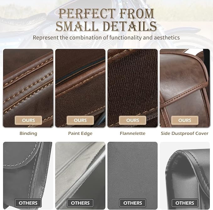 NICECNC Motorcycle Saddle Bags, PU leather Motorcycle Saddlebags, Reinforced - Image 4