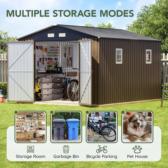 10x10 FT Outdoor Metal Storage Shed - Image 4