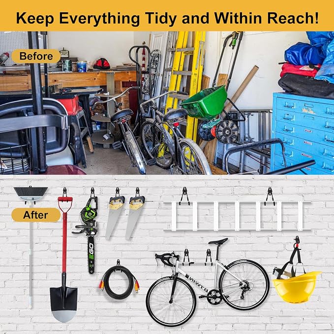Steel Garage Hooks Wall Tool Organizer, 8 Pack Garage Storage Hook Heavy Duty - Image 6