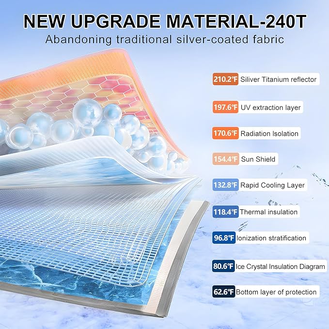 T TGBROS Windshield Sun Shade for 2015-2023 Dodge Challenger Accessories Front - Image 3