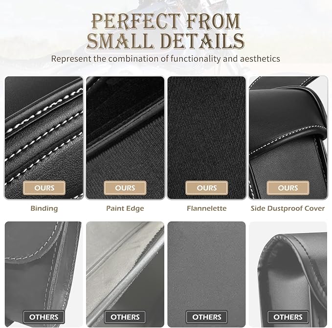 NICECNC Motorcycle Saddle Bags, PU leather Motorcycle Saddlebags, Reinforced - Image 4