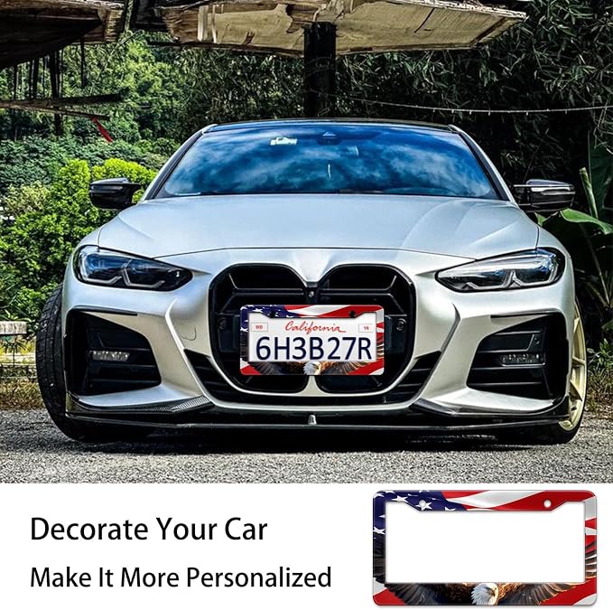 Eagle American Flag License Plate Frame, US Flag Car Tag Frame Holder Covers - Image 5