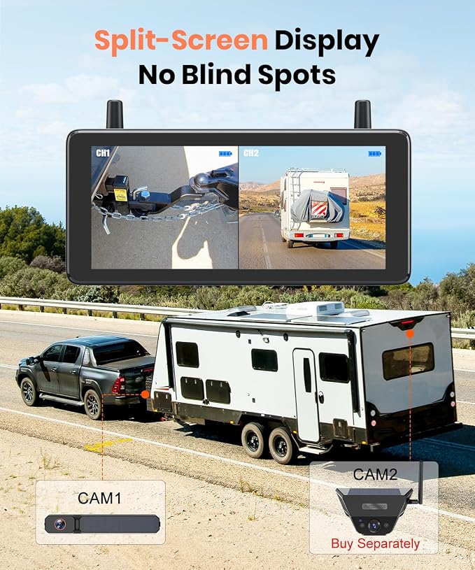 AUTO-VOX 7.2" DVR Portable Solar Wireless Backup Camera:HD 1080P 2 Min Quick - Image 6