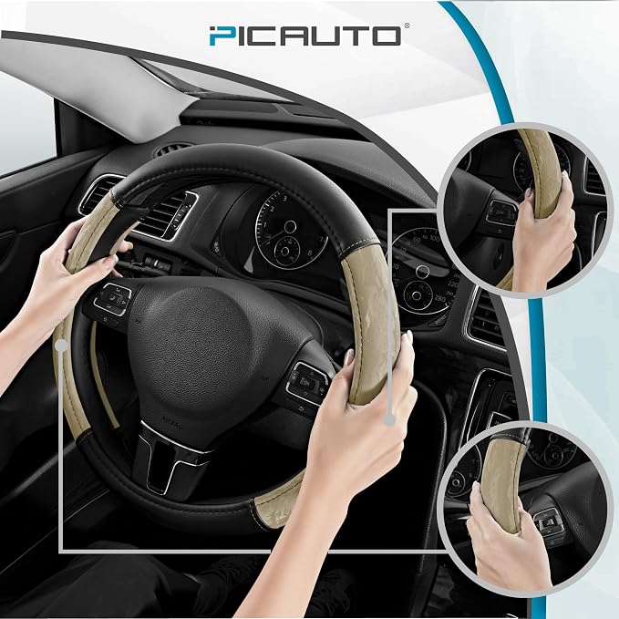 PIC AUTO Steering Wheel Cover, Silk Grain Leather Car Steering Wheel Protector - Image 4